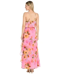 R & M Richards Women's Halter Neck Side Ruffle Dress