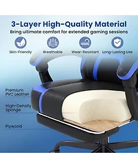 Sugift Height Adjustable Ergonomic Gaming Chair with Headrest Footrest and 90degree(s) to 135degree(s) Recline