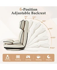 Sugift 360 Degree Swivel Floor Gaming Chair with 6-Position Adjustable Backrest and Sponge Filling