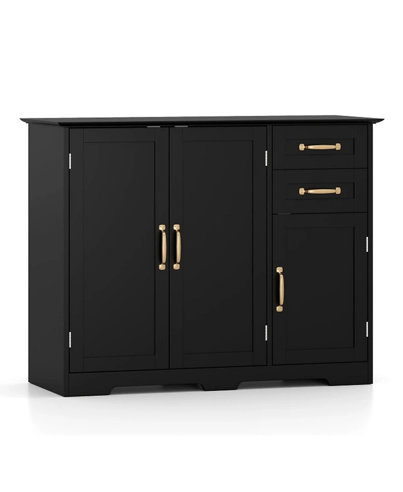 Sugift 40 Inch Modern Kitchen Sideboard Buffet Cabinet with 2 Drawers and Adjustable Shelf