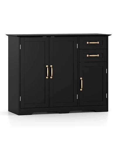 Sugift 40 Inch Modern Kitchen Sideboard Buffet Cabinet with 2 Drawers and Adjustable Shelf