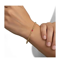 Rivka Friedman 18K Gold Plated Ruby Cz Polished Charm Stretch Bracelet