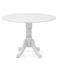 Sugift Wooden Dining Table with Round Tabletop and Curved Trestle Legs