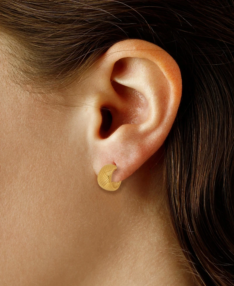 Macy's Sculptured X-Small Faceted Flat Band Hoop Cuff Earrings in 14k Yellow Gold