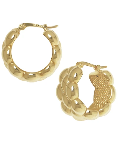Macy's Sculptured Wide Multi-Beaded Hoop Earrings in 14k Yellow Gold