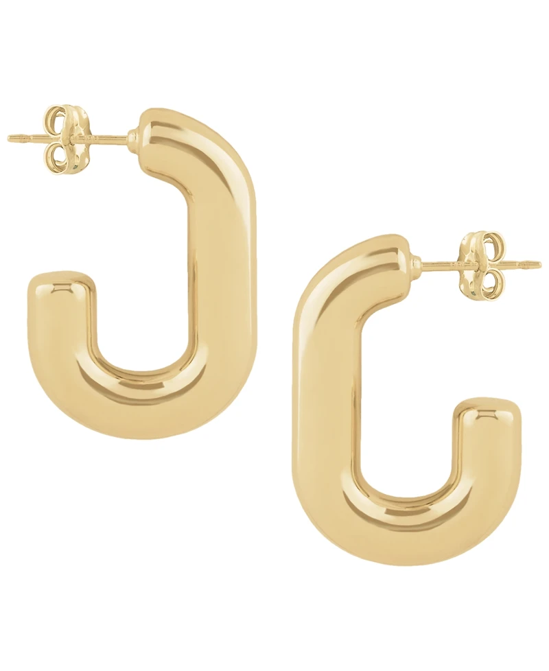 Macy's Sculptured Oval Tube J Hoop Earrings in 14k Yellow Gold