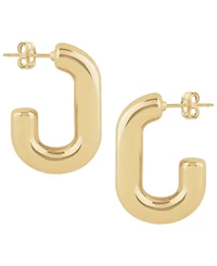 Macy's Sculptured Oval Tube J Hoop Earrings in 14k Yellow Gold