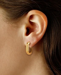 Macy's Sculptured Oval Tube J Hoop Earrings in 14k Yellow Gold