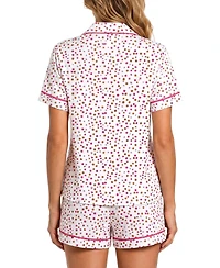 Jaclyn Intimates Women's Short-Sleeve Notch Collar Top & Shorts, 2-Piece Pajama Set