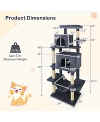 Sugift 70in Tall Cat Tree Tower With Perch Condos and Hammock for Indoor Cats