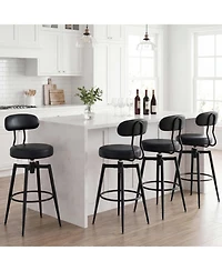 Sugift Set of 2 Swivel Barstools Faux Leather Upholstered Seat and Back