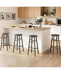 Sugift Set of 2 29 Inch Swivel Bar Stools with Footrests and Crossbars