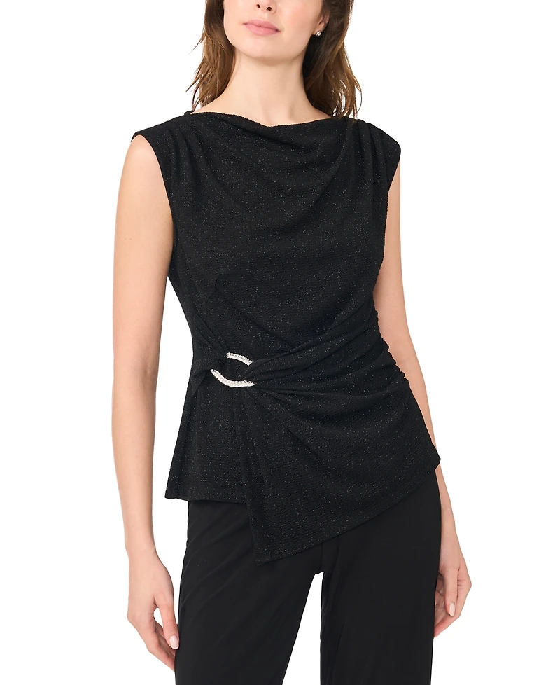 Msk Women's Asymmetrical Shirred Waist Sleeveless Top