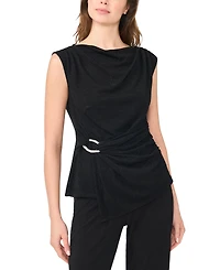 Msk Women's Asymmetrical Shirred Waist Sleeveless Top