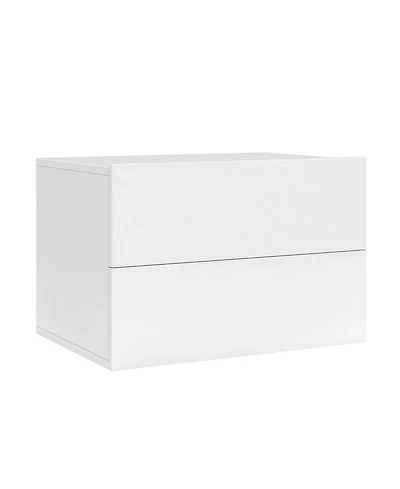 Sugift Wall Mounted Floating Nightstand with 2 Storage Drawers for Bedroom