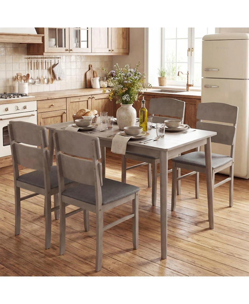 Sugift 5-Piece Dining Table Set with High Curved Back Chairs for 4 People