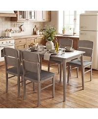 Sugift 5-Piece Dining Table Set with High Curved Back Chairs for 4 People