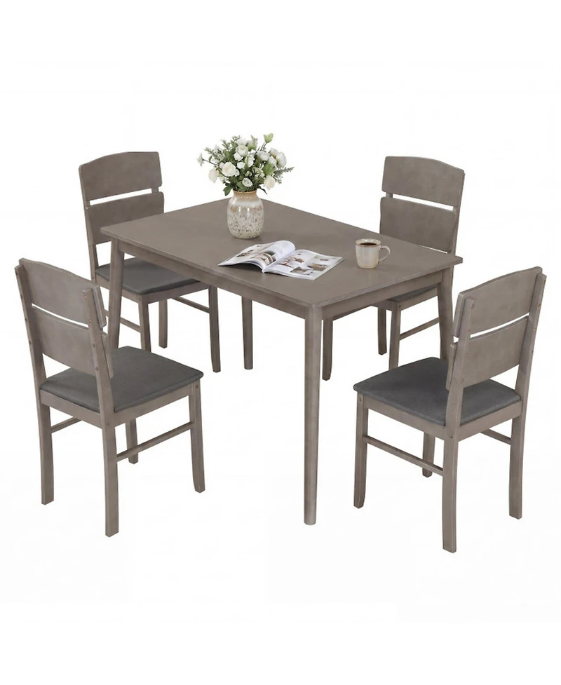 Sugift 5-Piece Dining Table Set with High Curved Back Chairs for 4 People