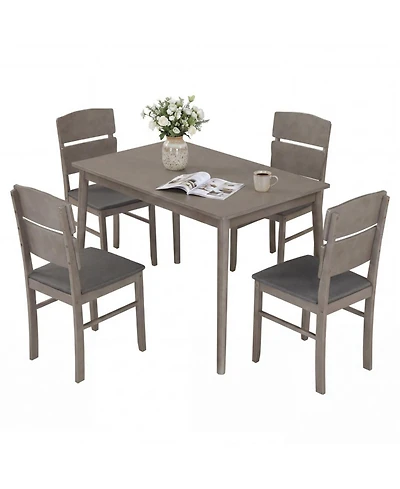 Sugift 5-Piece Dining Table Set with High Curved Back Chairs for 4 People