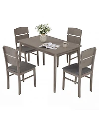 Sugift 5-Piece Dining Table Set with High Curved Back Chairs for 4 People