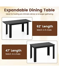 Sugift Extendable Rectangular Dining Table 47in-62in for 4-8 People Large Kitchen Table