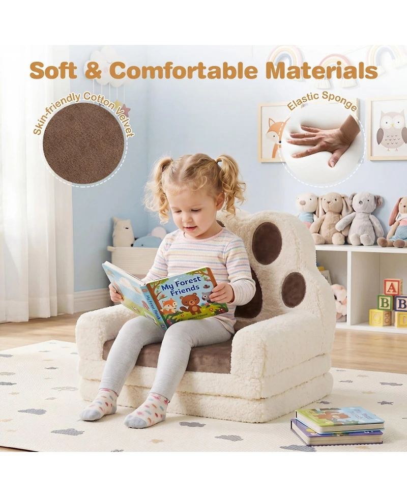 Sugift 2-in-1 Convertible Kids Sofa Lounger with Removable Cover
