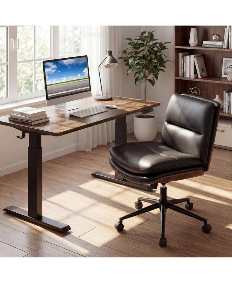 Sugift Armless Office Chair with Curved Backrest and Padded Wide 23in x 17.5 Inch Seat