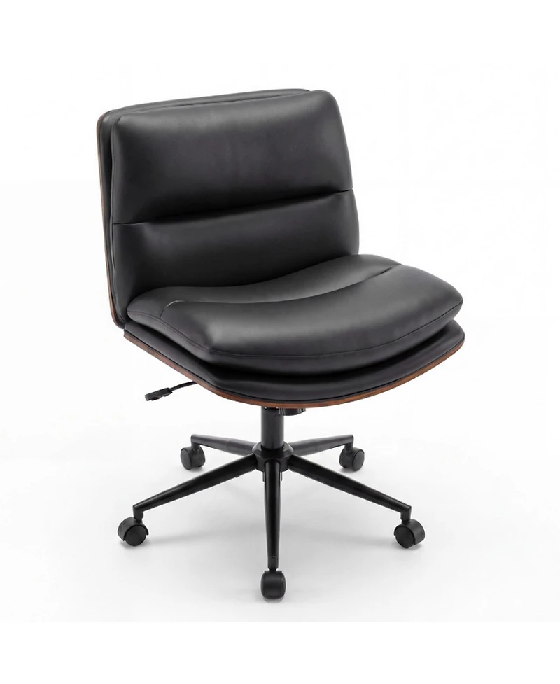 Sugift Armless Office Chair with Curved Backrest and Padded Wide 23in x 17.5 Inch Seat
