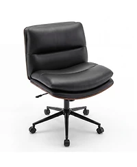 Sugift Armless Office Chair with Curved Backrest and Padded Wide 23in x 17.5 Inch Seat