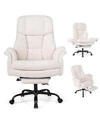 Sugift Ergonomic Cross Legged Big and Tall Executive Office Chair with Retractable Footrest