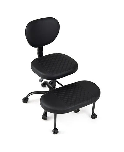 Sugift Ergonomic Cross Legged Office Chair with Height-Adjustable Seat and 360degree(s) Rotatable Footrest