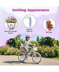 Sugift 20 in Girls Bike Kids Bicycle with Doll Seat Streamers and Basket for 8+ Years Old