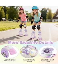 Hongge Adjustable Quad Roller Skates, Sizes 5.5-8, Light-Up Wheels, Ages 8-13