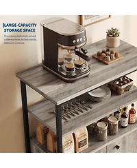homfan Farmhouse Sideboard Buffet Cabinet with Open Shelves and 2 Doors