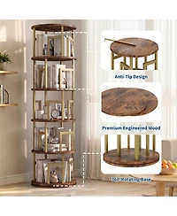 homfan 5-Tier Rotating Bookshelf Tower