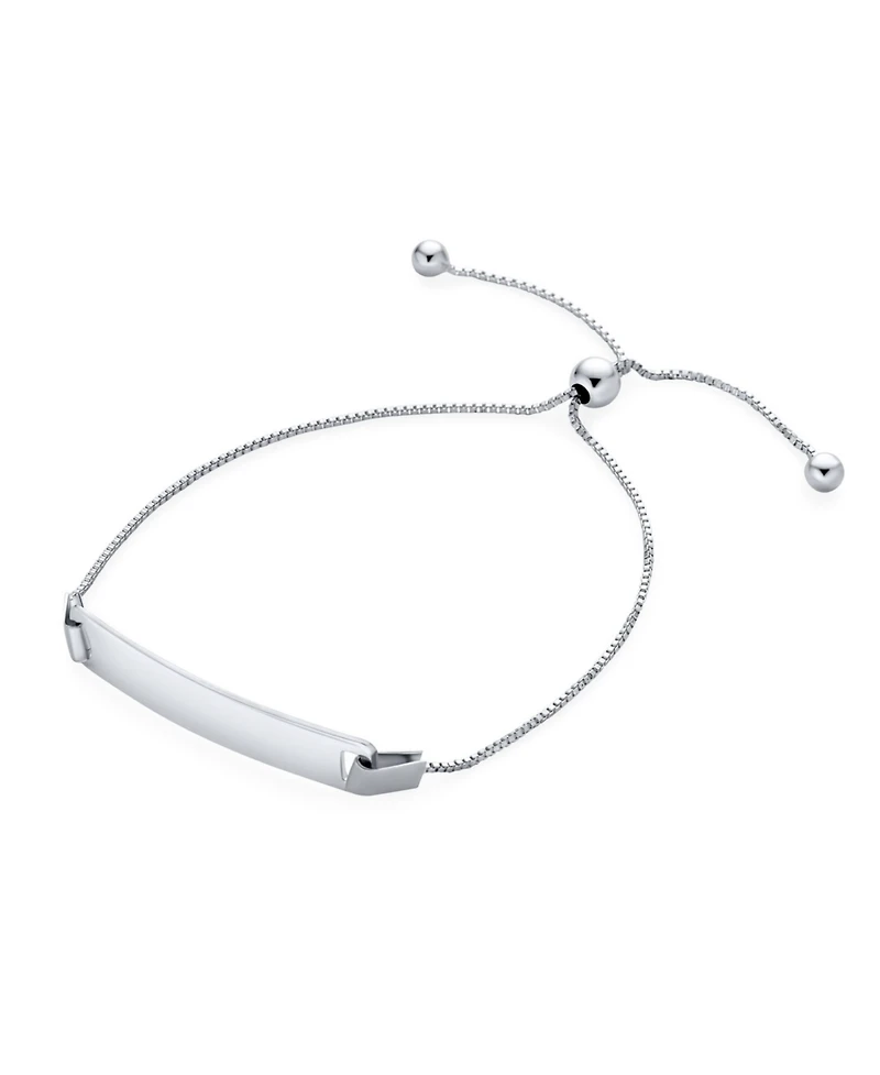 Bling Jewelry Blank Name Plated Identification Id Bolo Bracelet .925 Sterling Silver 6-7.5 inch Adjustable