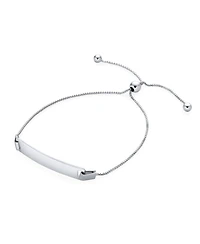 Bling Jewelry Blank Name Plated Identification Id Bolo Bracelet .925 Sterling Silver 6-7.5 inch Adjustable