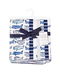 Hudson Baby Boy Cotton Poly Flannel Burp Cloths 7-Pack, Born To Fly