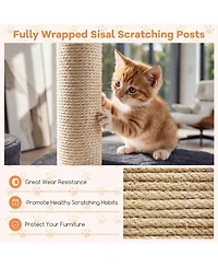 Sugift 43in Cat Tree for Indoor Cats with Plush Perches Condo and Sisal Scratching Posts