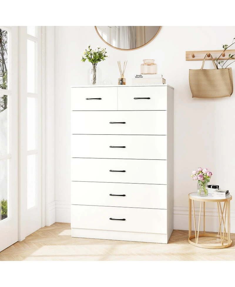 Sugift 7-Drawer Tall Dresser with Metal Handles and 2 Anti-Tipping Kits