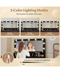 Sugift Vanity Desk With Mirror and Lights Makeup Table With Power Outlets