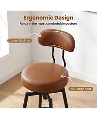 Sugift Set of 4 Swivel Barstools Faux Leather Upholstered Seat and Back