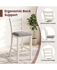Sugift 4-Piece Counter Height Chairs with Fabric Seats and Rubber Wood Legs
