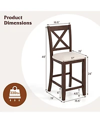 Sugift Modern Farmhouse Counter Height Stools with Footrest and Cushion