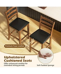 Sugift Set Of 2 Rubber Wood Ladder Back 24 Inch Counter Height Bar Stools for Kitchen Island High Chairs