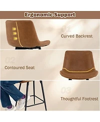 Sugift Set of 2 24 Inch Bar Stools with Backs and Footrests