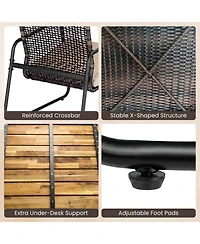 Sugift 4-Piece Patio Furniture Set with Acacia Wood Table and Zippered Cushions