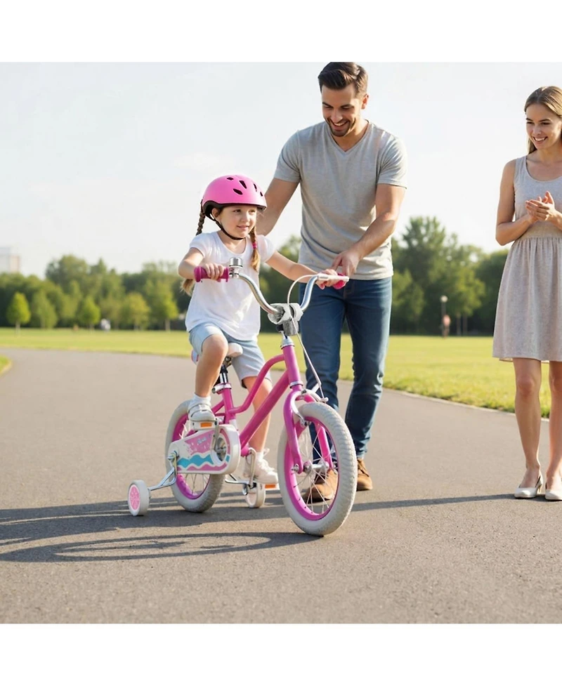 Hongge 14-Inch Kids Bike with Adjustable Handlebar, Dual Brakes & Removable Training Wheels, 110 lbs, Ages 3-5
