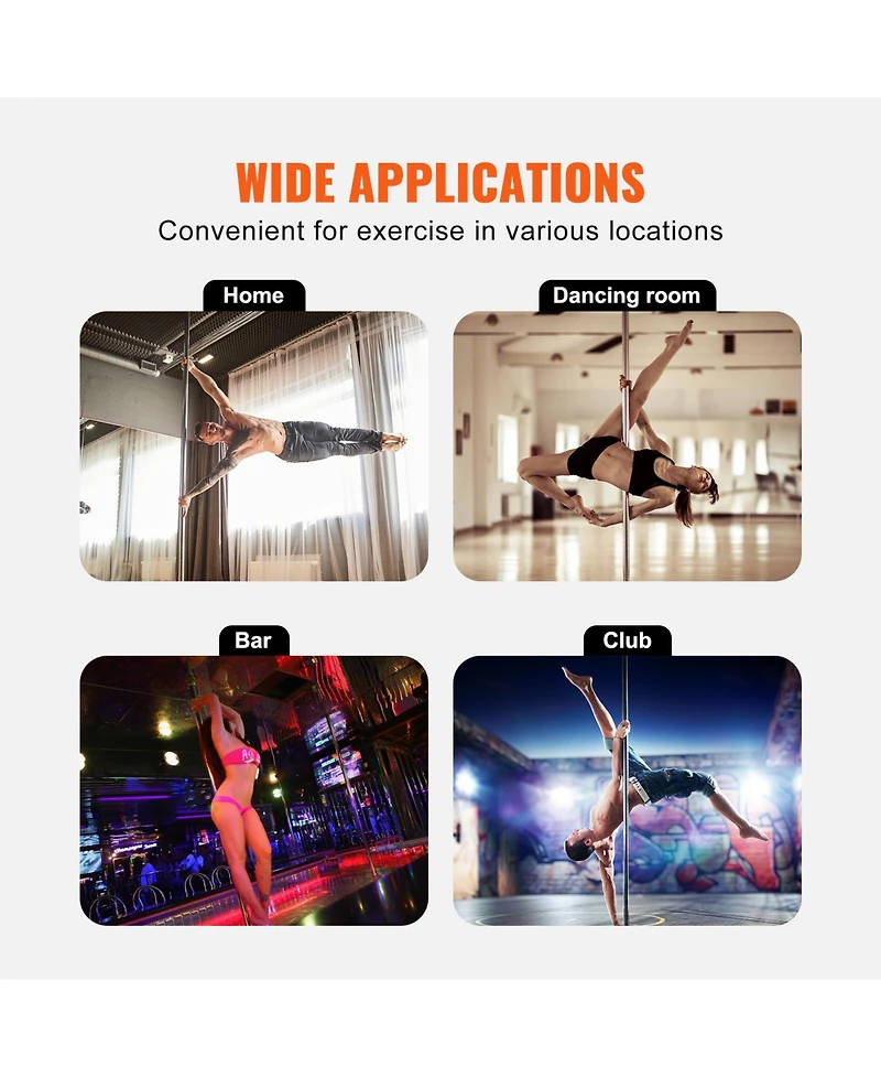Hongge 45mm Stainless Steel Spinning Static Dancing Pole Kit
