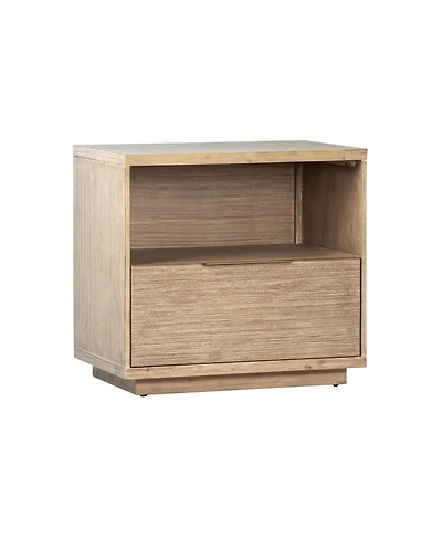 Dovetail Furniture Sorina Solid Acacia Wood Nightstand with Drawer and Open Shelf